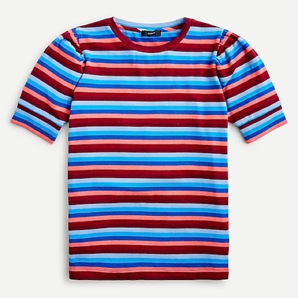 J. Crew Super Cozy Puff Sleeve Top In Stripe - Picture 5 of 6